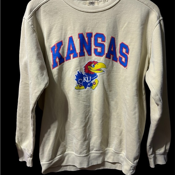 kansas KU Comfort Colors Unisex Size Small Cream Color - Picture 4 of 9